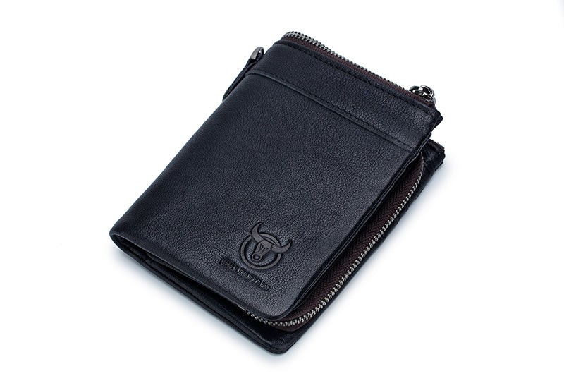 Men Leather Travel Secure Bifold RFID Wallet Large Capacity Wallet Black
