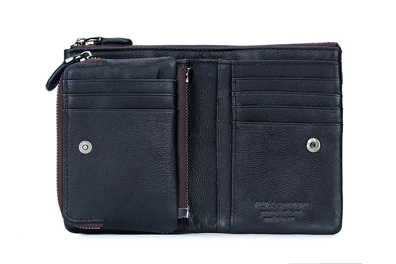Men Leather Travel Secure Bifold RFID Wallet Large Capacity Wallet Black