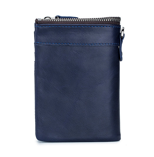 Men Leather Travel Secure Bifold RFID Wallet Large Capacity Wallet Blue