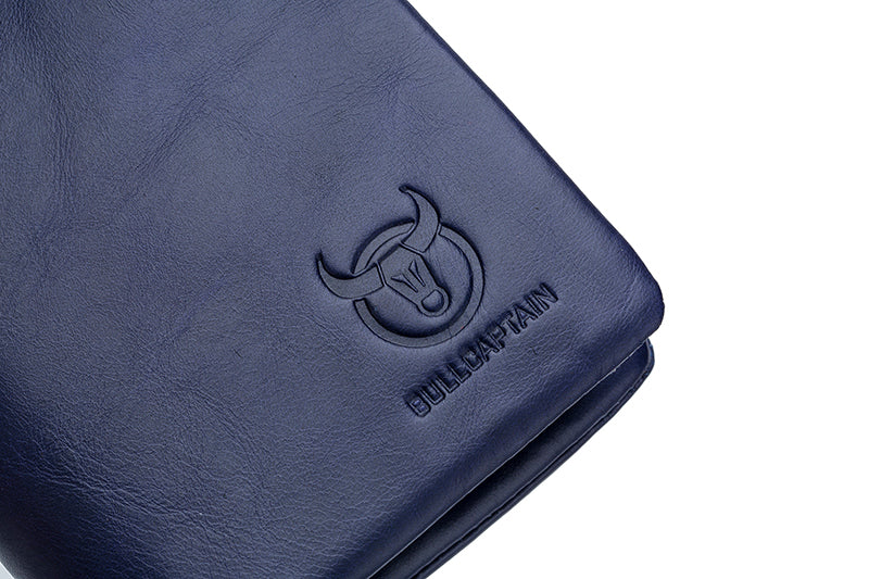 Men Leather Travel Secure Bifold RFID Wallet Large Capacity Wallet Blue