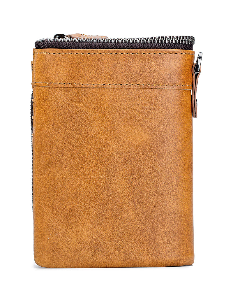 Men Leather Travel Secure Bifold RFID Wallet Large Capacity Wallet Brown