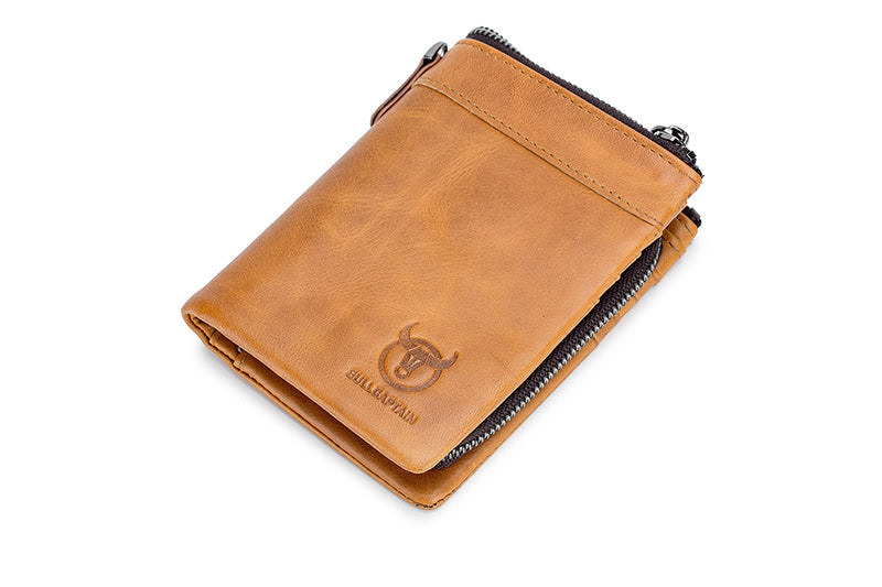 Men Leather Travel Secure Bifold RFID Wallet Large Capacity Wallet Brown