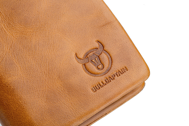 Men Leather Travel Secure Bifold RFID Wallet Large Capacity Wallet Brown