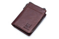 Men Leather Travel Secure Bifold RFID Wallet Large Capacity Wallet Coffee