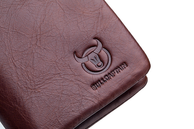 Men Leather Travel Secure Bifold RFID Wallet Large Capacity Wallet Coffee