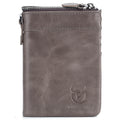 Men Leather Travel Secure Bifold RFID Wallet Large Capacity Wallet Grey