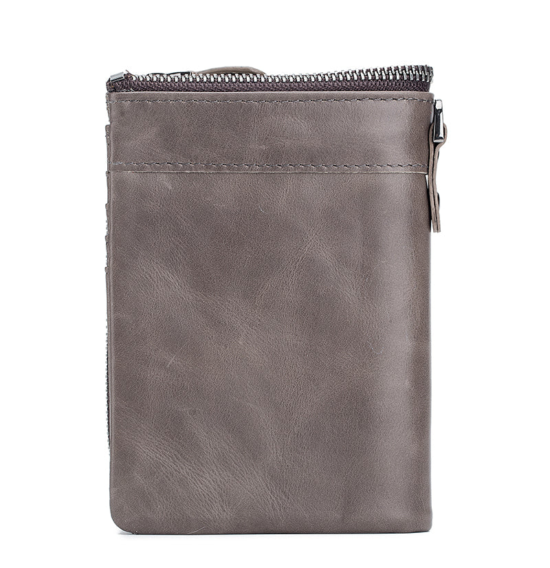 Men Leather Travel Secure Bifold RFID Wallet Large Capacity Wallet Grey