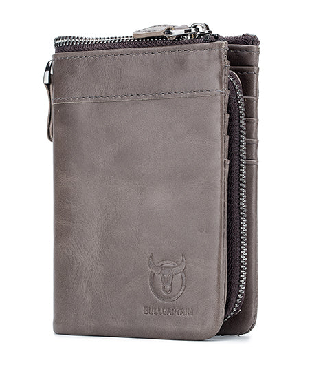 Men Leather Travel Secure Bifold RFID Wallet Large Capacity Wallet Grey