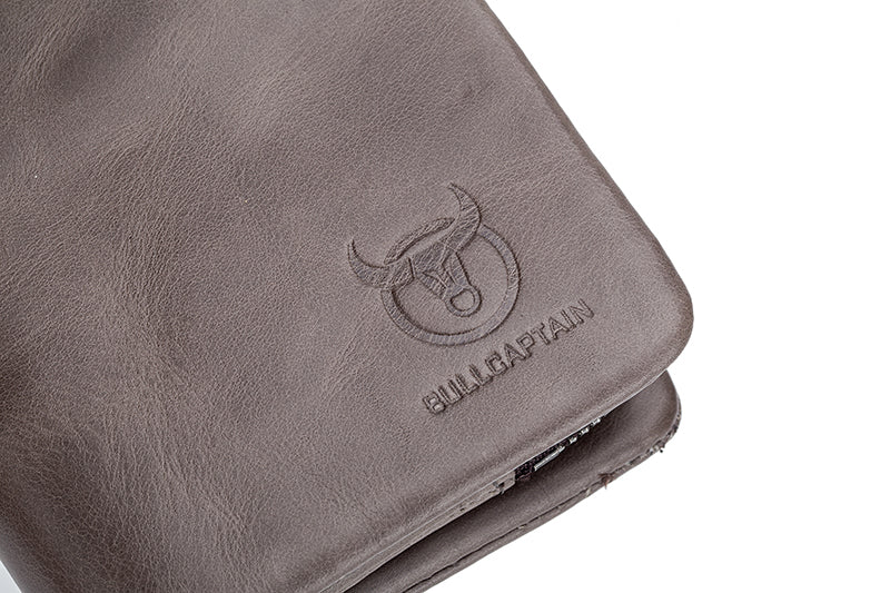 Men Leather Travel Secure Bifold RFID Wallet Large Capacity Wallet Grey