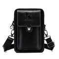 Men Mobile Phone Case Leather Bag Waist Small Shoulder Bag Black