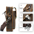 Men Mobile Phone Case Leather Bag Waist Small Shoulder Bag Brown