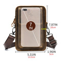 Men Mobile Phone Case Leather Bag Waist Small Shoulder Bag Brown