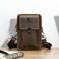Men Mobile Phone Case Leather Bag Waist Small Shoulder Bag Brown