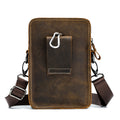 Men Mobile Phone Case Leather Bag Waist Small Shoulder Bag Brown