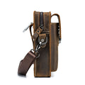Men Mobile Phone Case Leather Bag Waist Small Shoulder Bag Brown