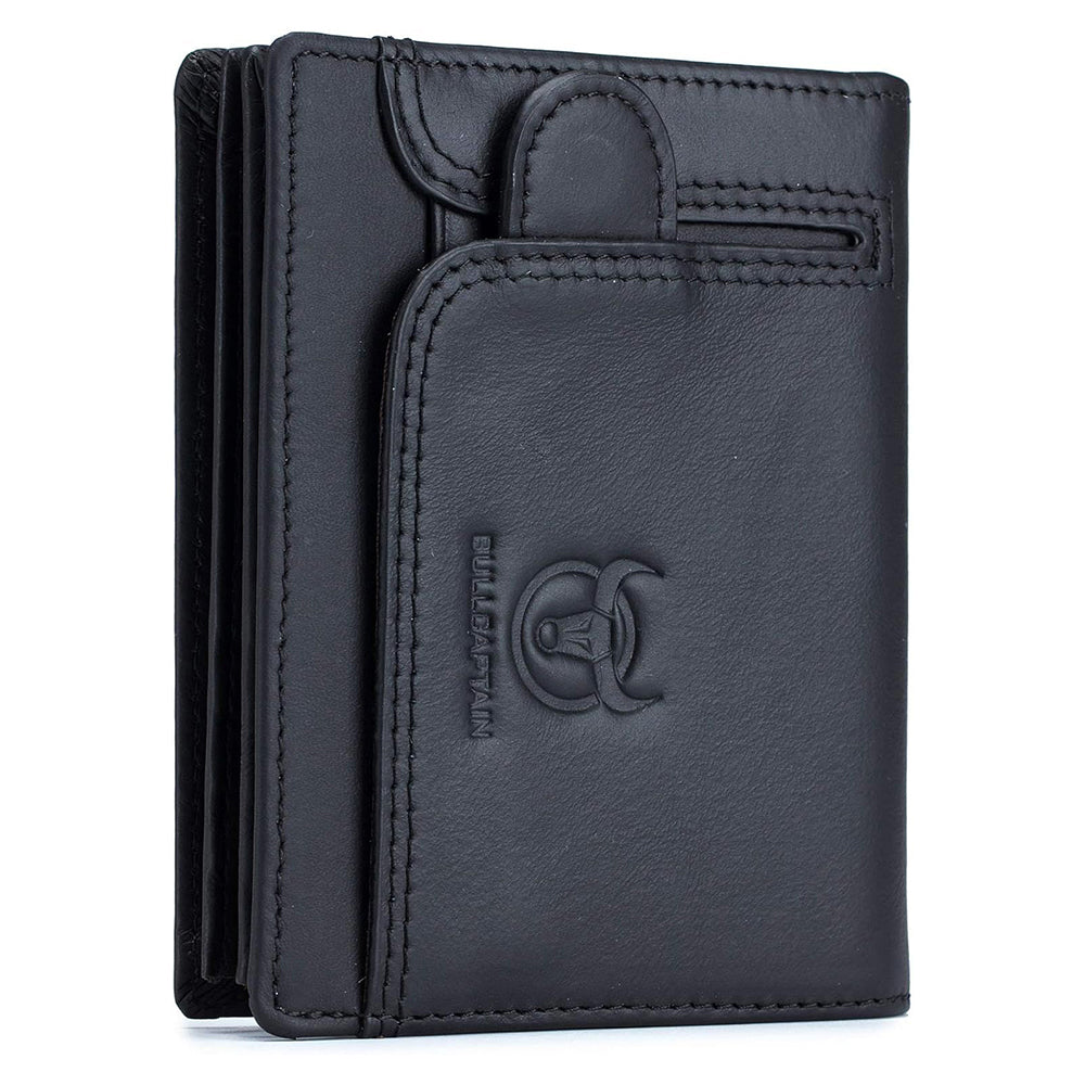 Men RFID Blocking Bifold Wallet Leather Card Holder with 15 Card Slots Black