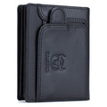 Men RFID Blocking Bifold Wallet Leather Card Holder with 15 Card Slots Black