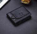 Men RFID Blocking Bifold Wallet Leather Card Holder with 15 Card Slots Black