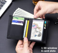 Men RFID Blocking Bifold Wallet Leather Card Holder with 15 Card Slots Black