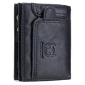 Men RFID Blocking Bifold Wallet Leather Card Holder with 15 Card Slots Black with Zipper