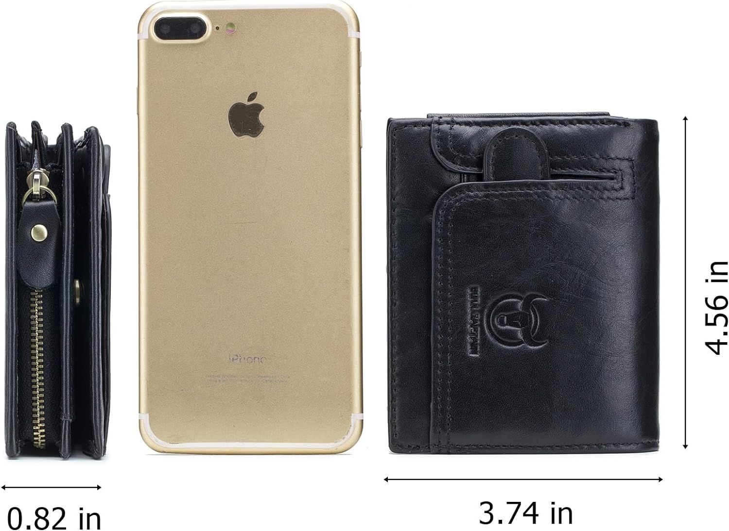 Men RFID Blocking Bifold Wallet Leather Card Holder with 15 Card Slots Black with Zipper