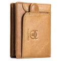 Men RFID Blocking Bifold Wallet Leather Card Holder with 15 Card Slots Brown