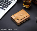 Men RFID Blocking Bifold Wallet Leather Card Holder with 15 Card Slots Brown