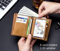 Men RFID Blocking Bifold Wallet Leather Card Holder with 15 Card Slots Brown