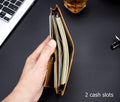 Men RFID Blocking Bifold Wallet Leather Card Holder with 15 Card Slots Brown