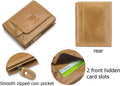 Men RFID Blocking Bifold Wallet Leather Card Holder with 15 Card Slots Brown with Zipper