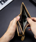 Men RFID Blocking Bifold Wallet Leather Card Holder with 15 Card Slots Brown with Zipper