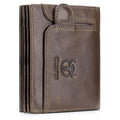 Men RFID Blocking Bifold Wallet Leather Card Holder with 15 Card Slots Coffee