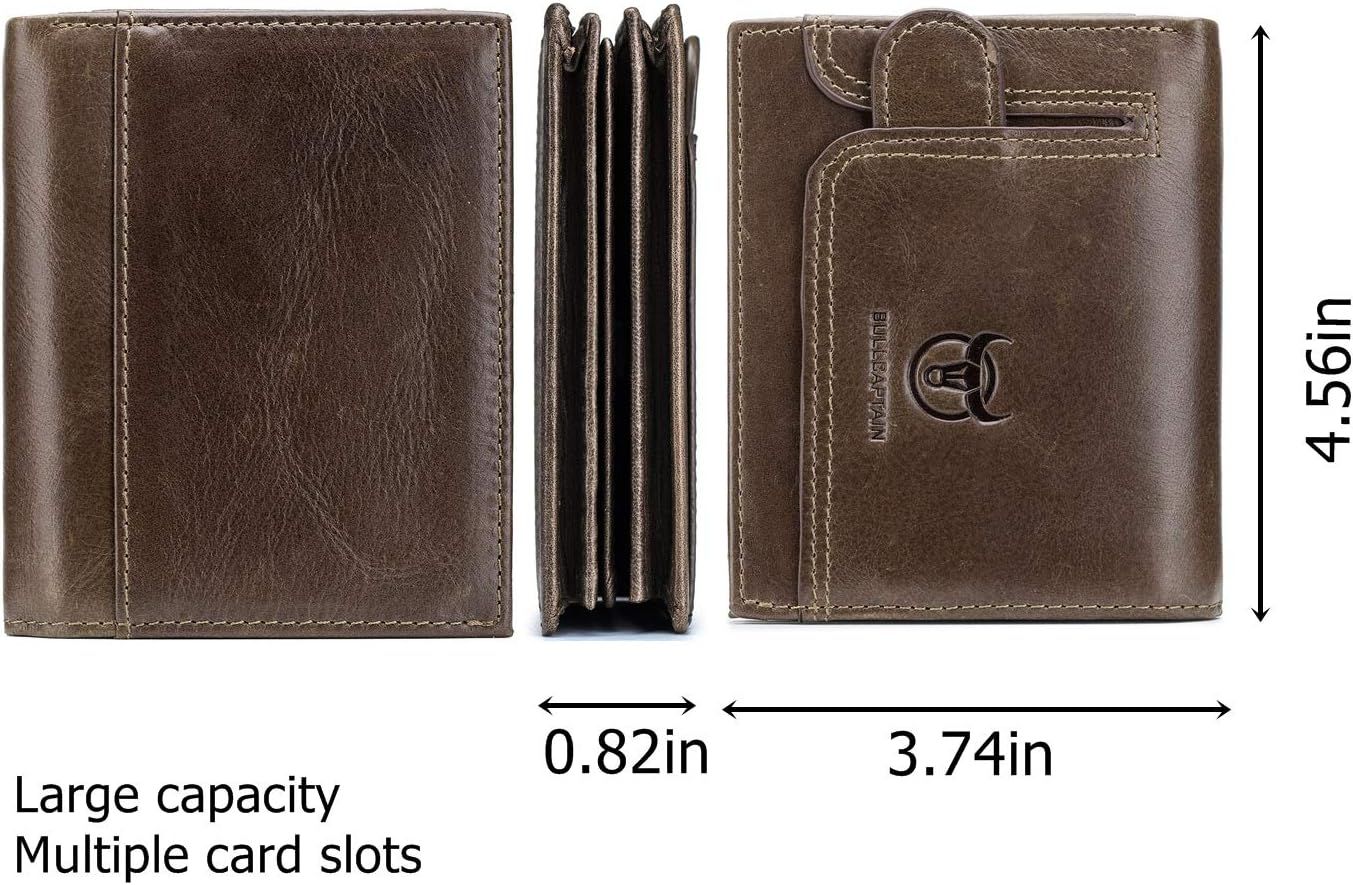 Men RFID Blocking Bifold Wallet Leather Card Holder with 15 Card Slots Coffee