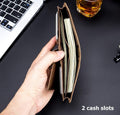 Men RFID Blocking Bifold Wallet Leather Card Holder with 15 Card Slots Coffee