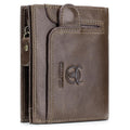 Men RFID Blocking Bifold Wallet Leather Card Holder with 15 Card Slots Coffee with Zipper