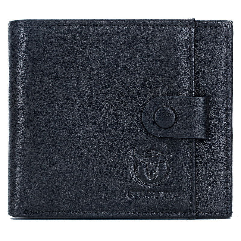 Men RFID Blocking Genuine Leather Wallet Bifold Zipper Security Purse Black