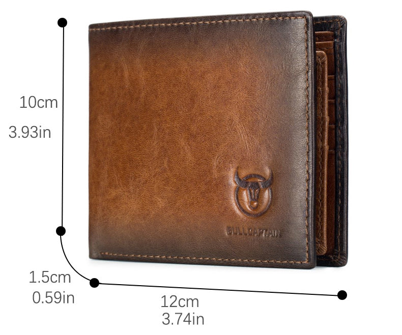 Men's RFID Wallets Slim Bifold Genuine Leather Front Pocket Wallet Brown