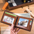 Men's RFID Wallets Slim Bifold Genuine Leather Front Pocket Wallet Brown