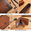Men's RFID Wallets Slim Bifold Genuine Leather Front Pocket Wallet Brown