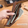 Men's RFID Wallets Slim Bifold Genuine Leather Front Pocket Wallet Brown