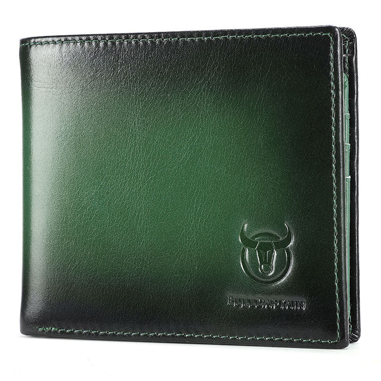 Men's RFID Wallets Slim Bifold Genuine Leather Front Pocket Wallet Green