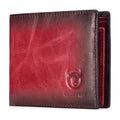 Men's RFID Wallets Slim Bifold Genuine Leather Front Pocket Wallet Red