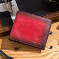Men's RFID Wallets Slim Bifold Genuine Leather Front Pocket Wallet Red