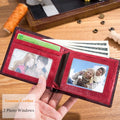 Men's RFID Wallets Slim Bifold Genuine Leather Front Pocket Wallet Red