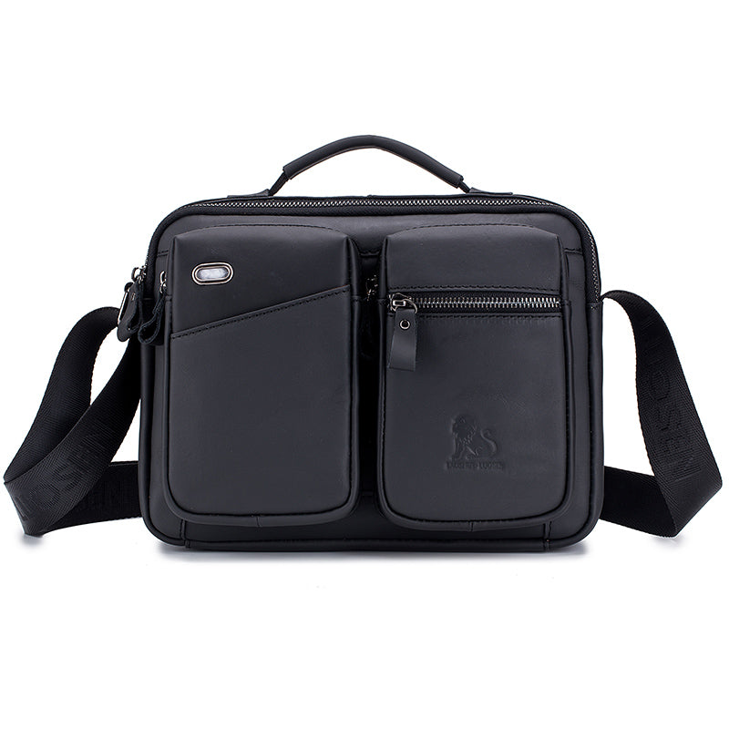 Men Shoulder Bag Leather Shoulder Multifunctional Vintage Messenger Bag Black