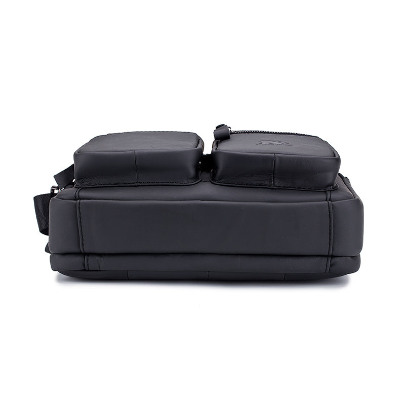 Men Shoulder Bag Leather Shoulder Multifunctional Vintage Messenger Bag Black