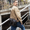 Men Shoulder Bag Leather Shoulder Multifunctional Vintage Messenger Bag Black