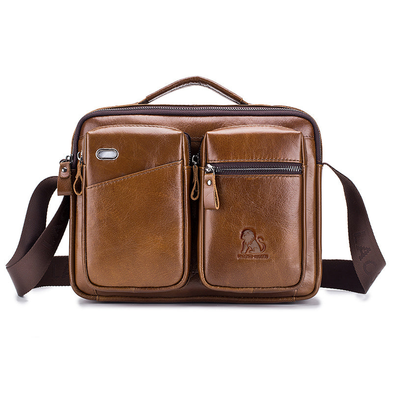 Men Shoulder Bag Leather Shoulder Multifunctional Vintage Messenger Bag Brown