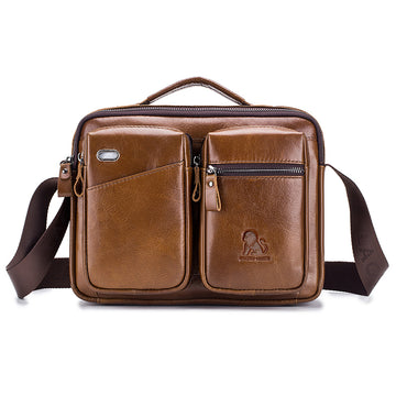 Men Shoulder Bag Leather Shoulder Multifunctional Vintage Messenger Bag Brown
