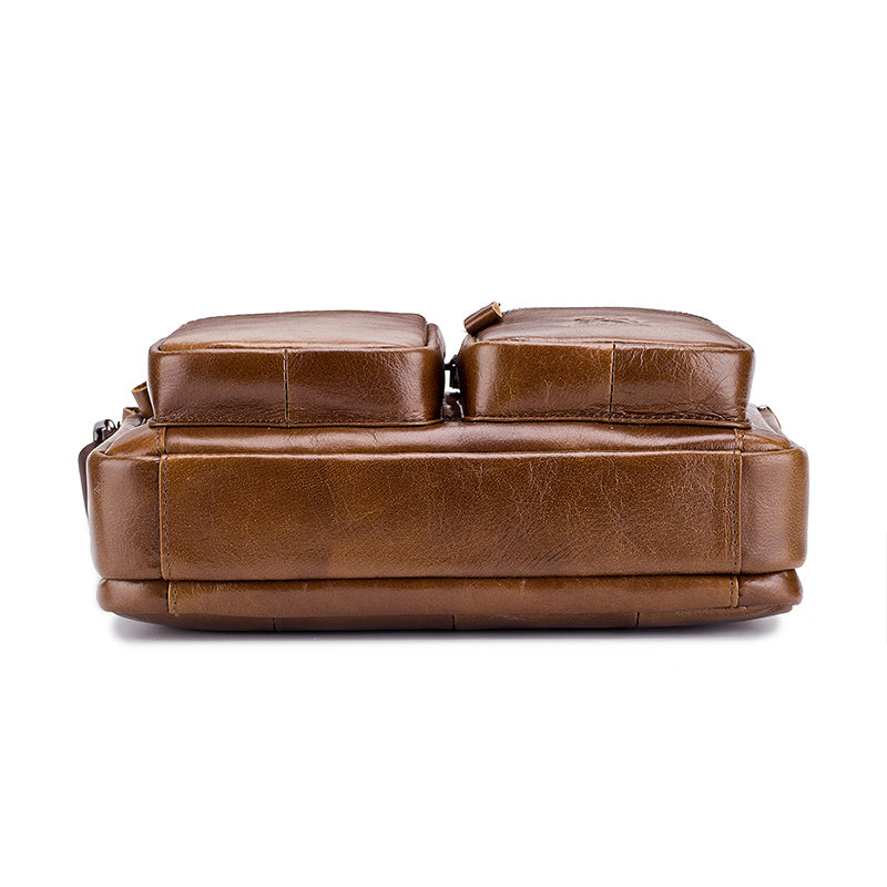 Men Shoulder Bag Leather Shoulder Multifunctional Vintage Messenger Bag Brown
